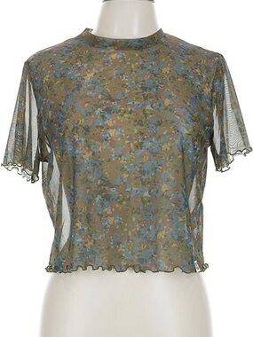 Rare NWOT Lucy & Yak Greta Cropped Mesh Top Green Size Large